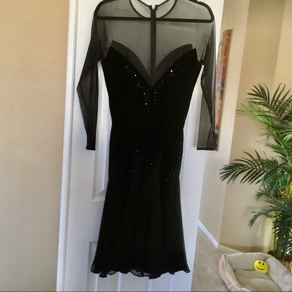Like new Ann Lawrence blk velvet dress sz 10 Ballroom Gance - Picture 4 of 5